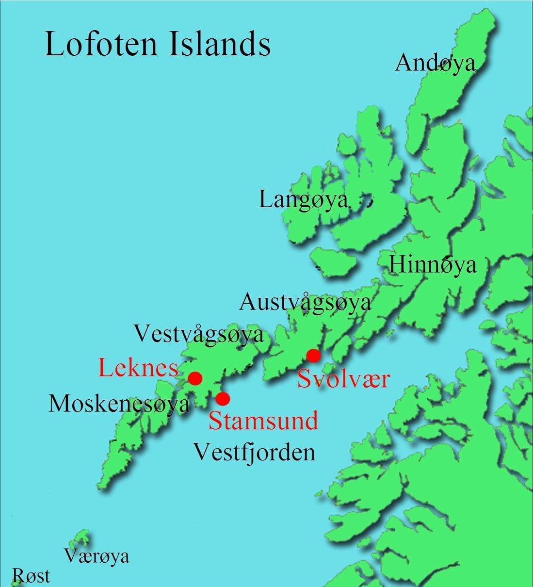 lofoten pulau-pulau Norway peta