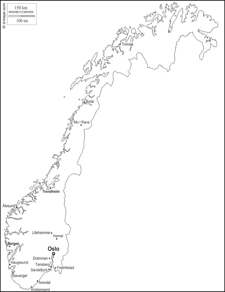 Peta Norway garis