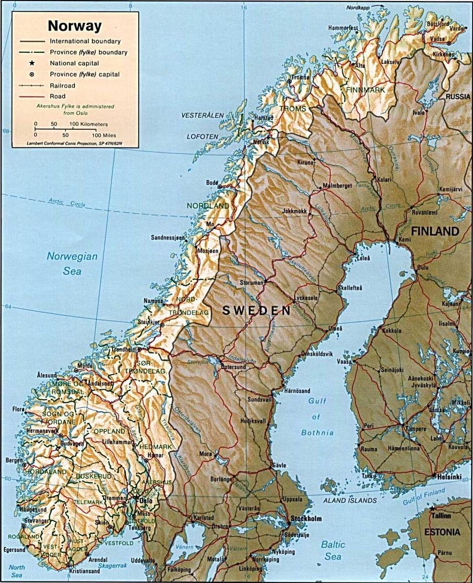 Peta gunung Norway