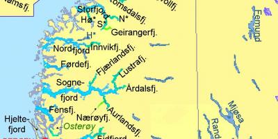 Peta Norway menunjukkan fjord