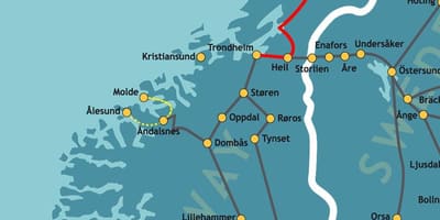 Peta Norway utara kereta api